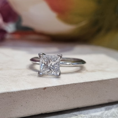 Tiffany and Co 1.19ct Princess Diamond Solitaire Engagement Ring