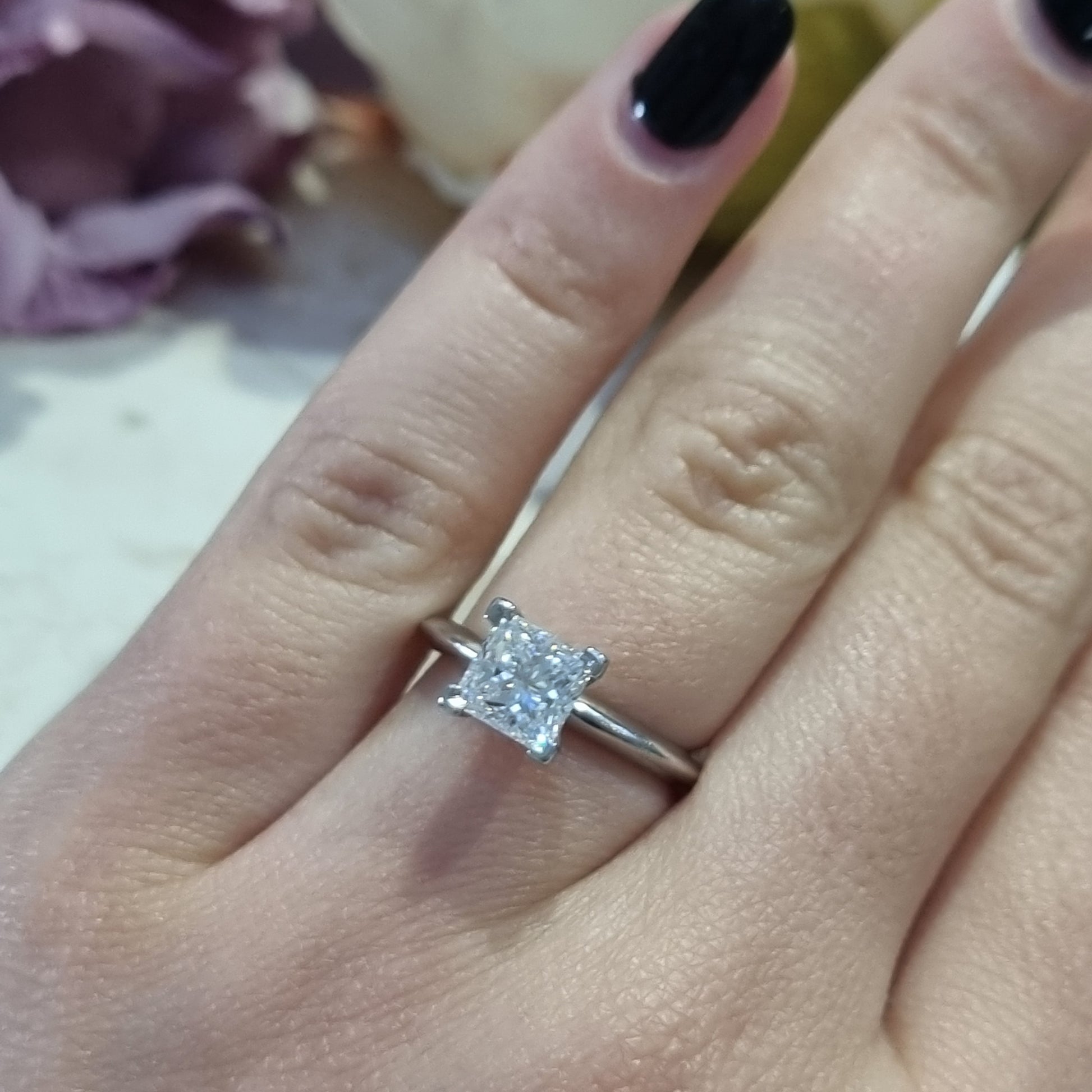 Tiffany and Co 1.19ct Princess Diamond Solitaire Engagement Ring