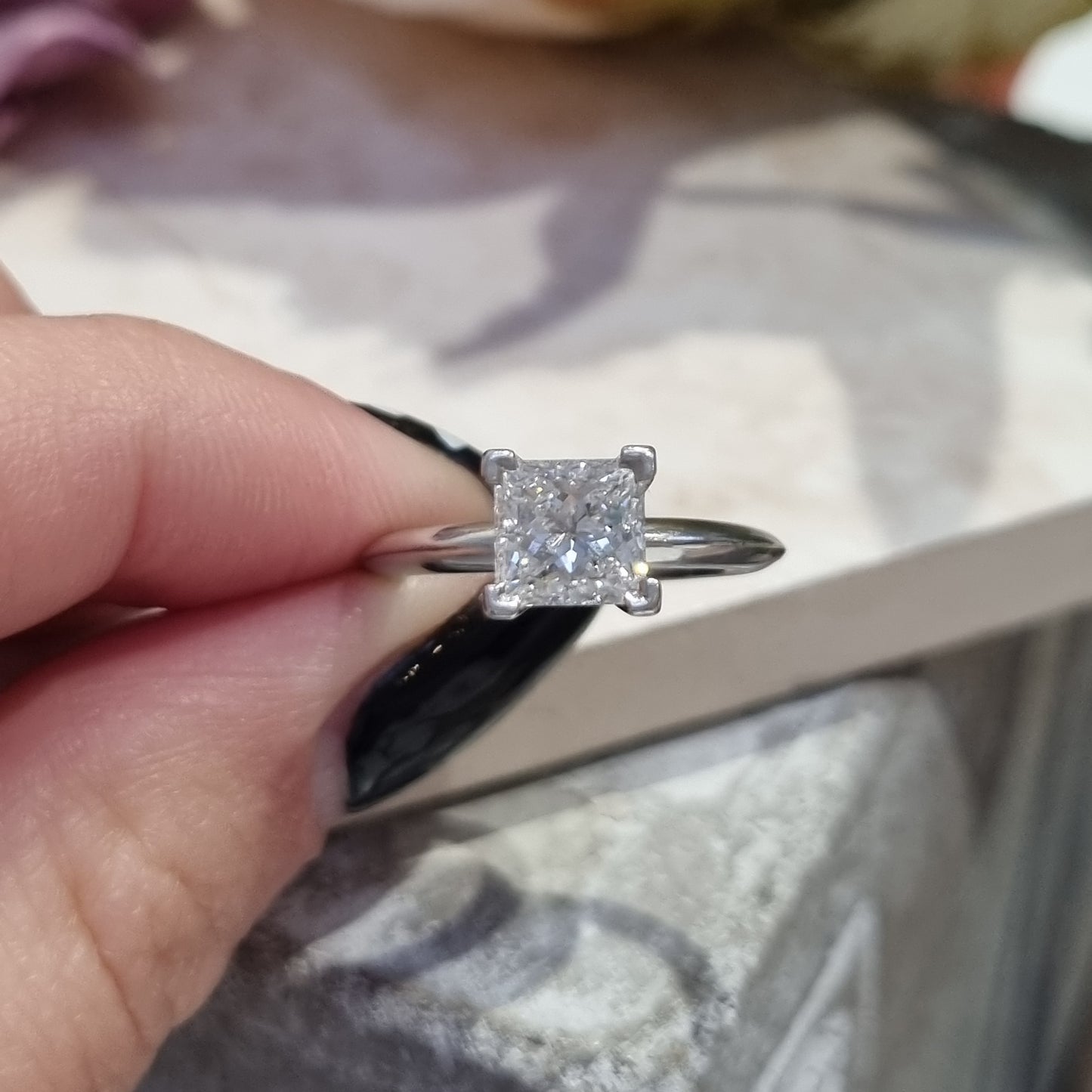 Tiffany and Co 1.19ct Princess Diamond Solitaire Engagement Ring