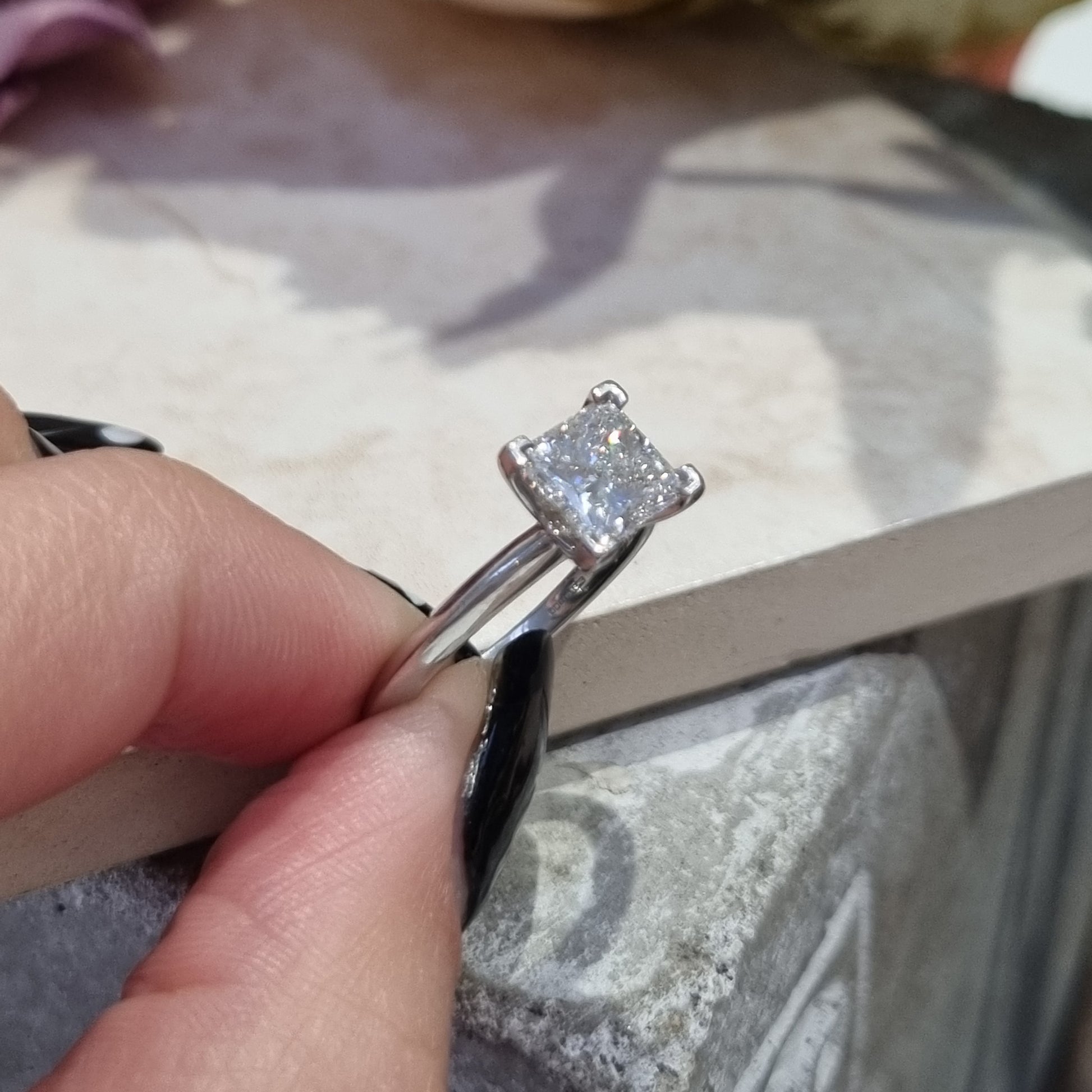 Tiffany and Co 1.19ct Princess Diamond Solitaire Engagement Ring