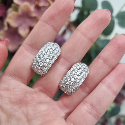 Vintage Diamond Chunky Hoop Earrings In Yellow Gold