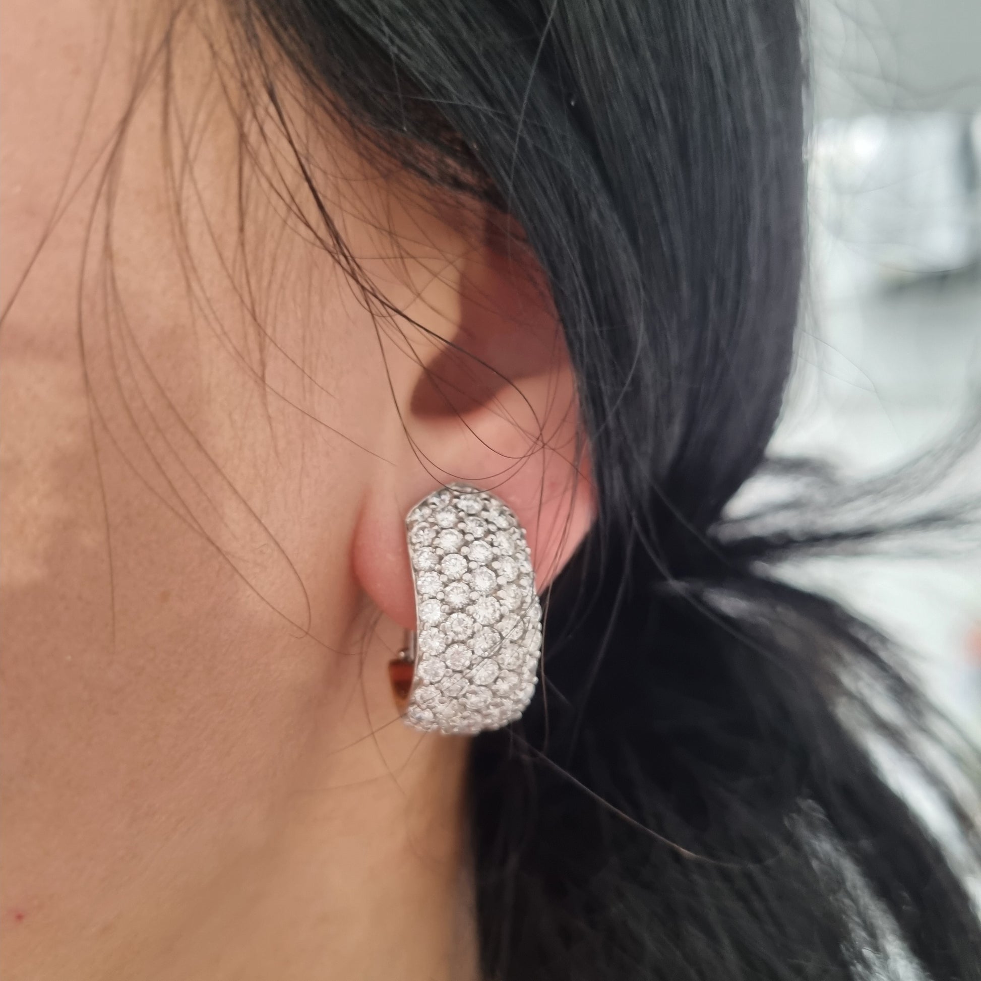 Vintage Diamond Chunky Hoop Earrings In Yellow Gold