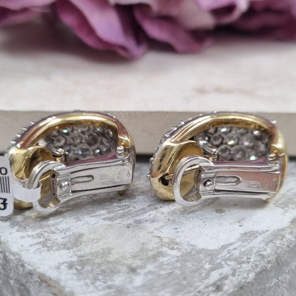 Vintage Diamond Chunky Hoop Earrings In Yellow Gold