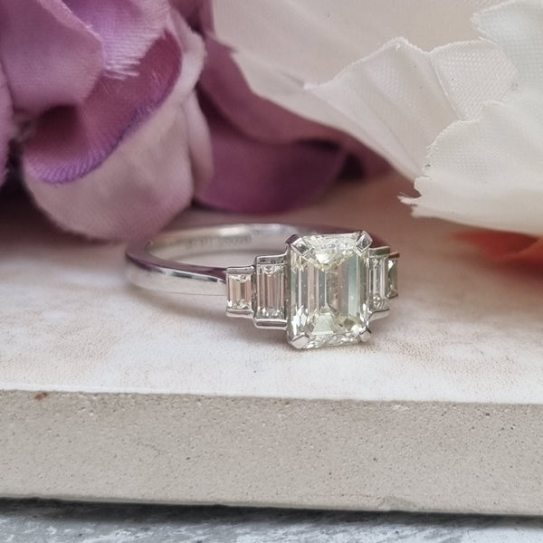 Emerald Cut Diamond and Platinum Engagement Ring, 1.54 carats