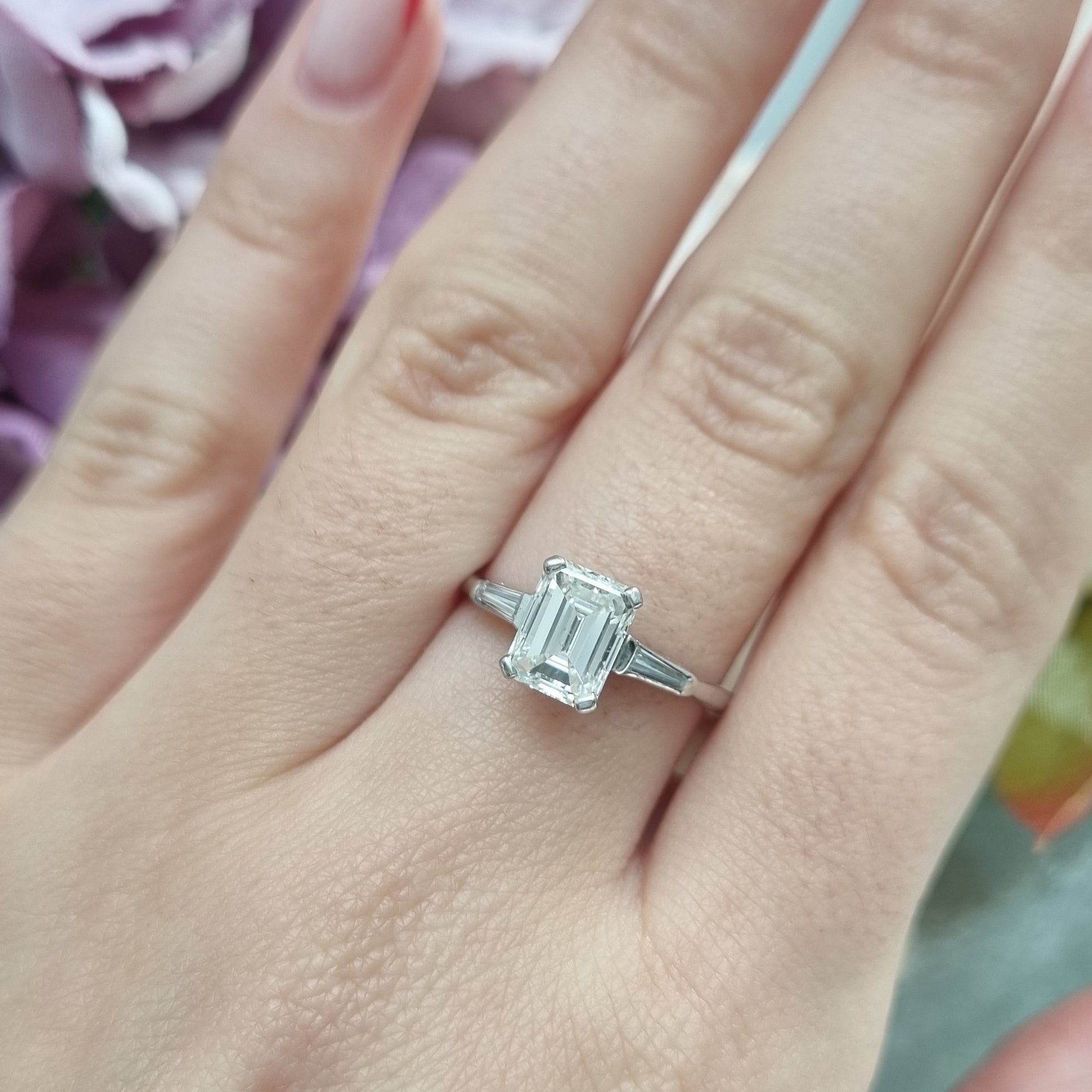 1.42ct Emerald Cut Diamond Solitaire Ring