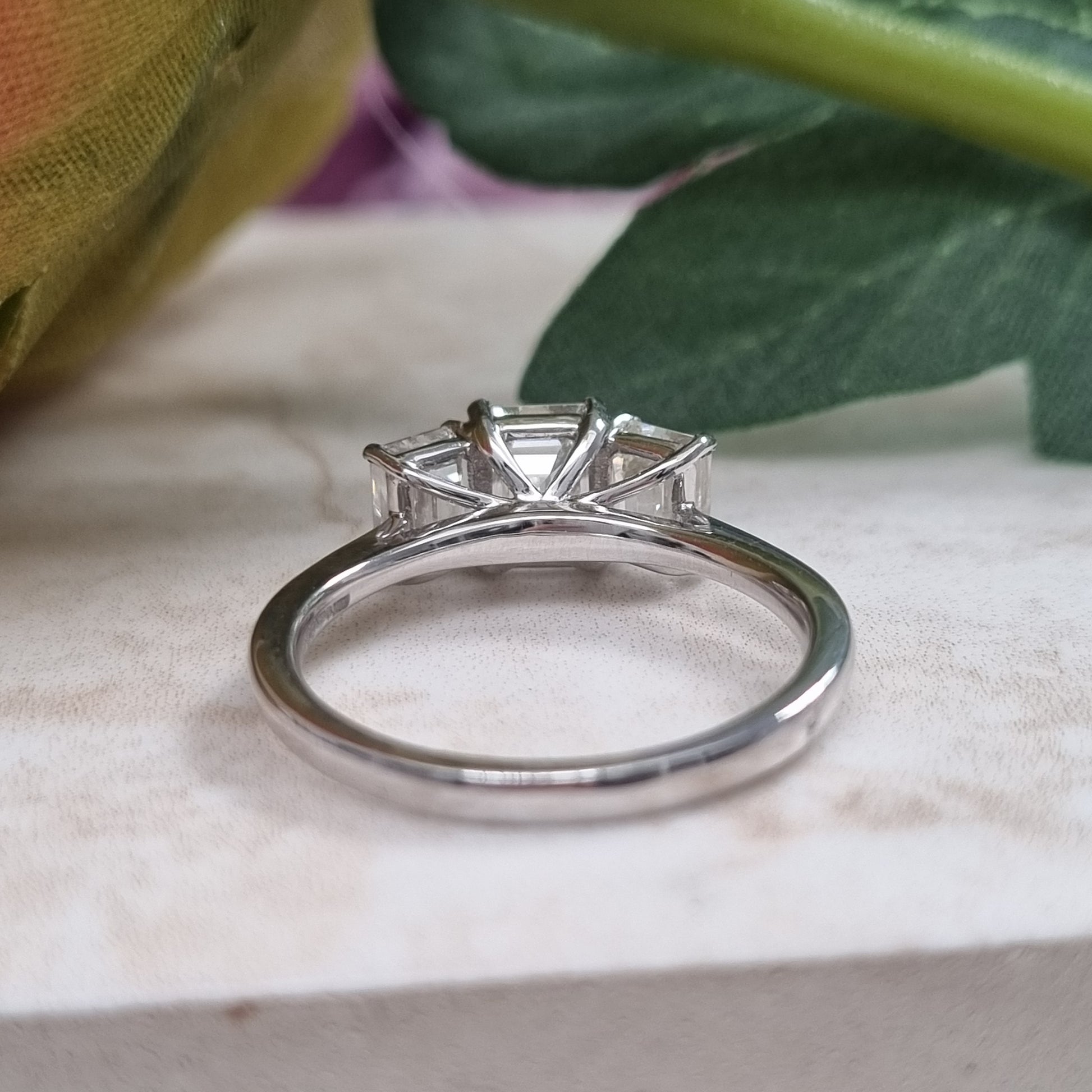 Emerald Cut Three Stone Diamond Engagement Ring in Platinum, 2.34 carats