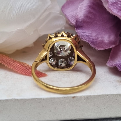Antique Old Cut Diamond Cluster Ring, 3.24 carat total