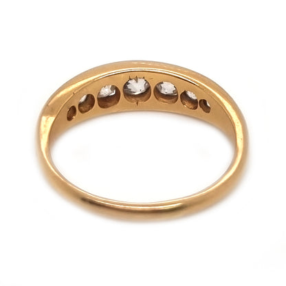 Victorian Antique Old Mine Cut Diamond Seven Stone Ring