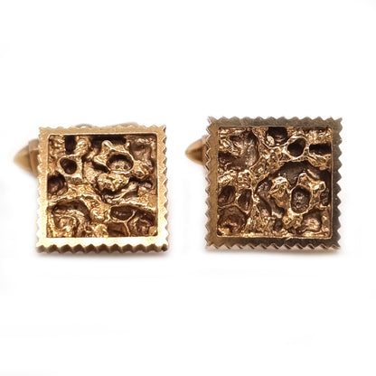 Vintage Kutchinsky 9ct Yellow Gold Square Cufflinks