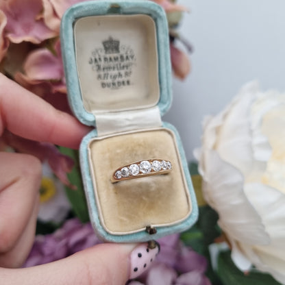 Victorian Antique Old Mine Cut Diamond Seven Stone Ring