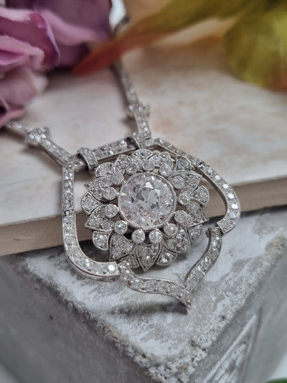 3 ct old European cut diamond necklace 