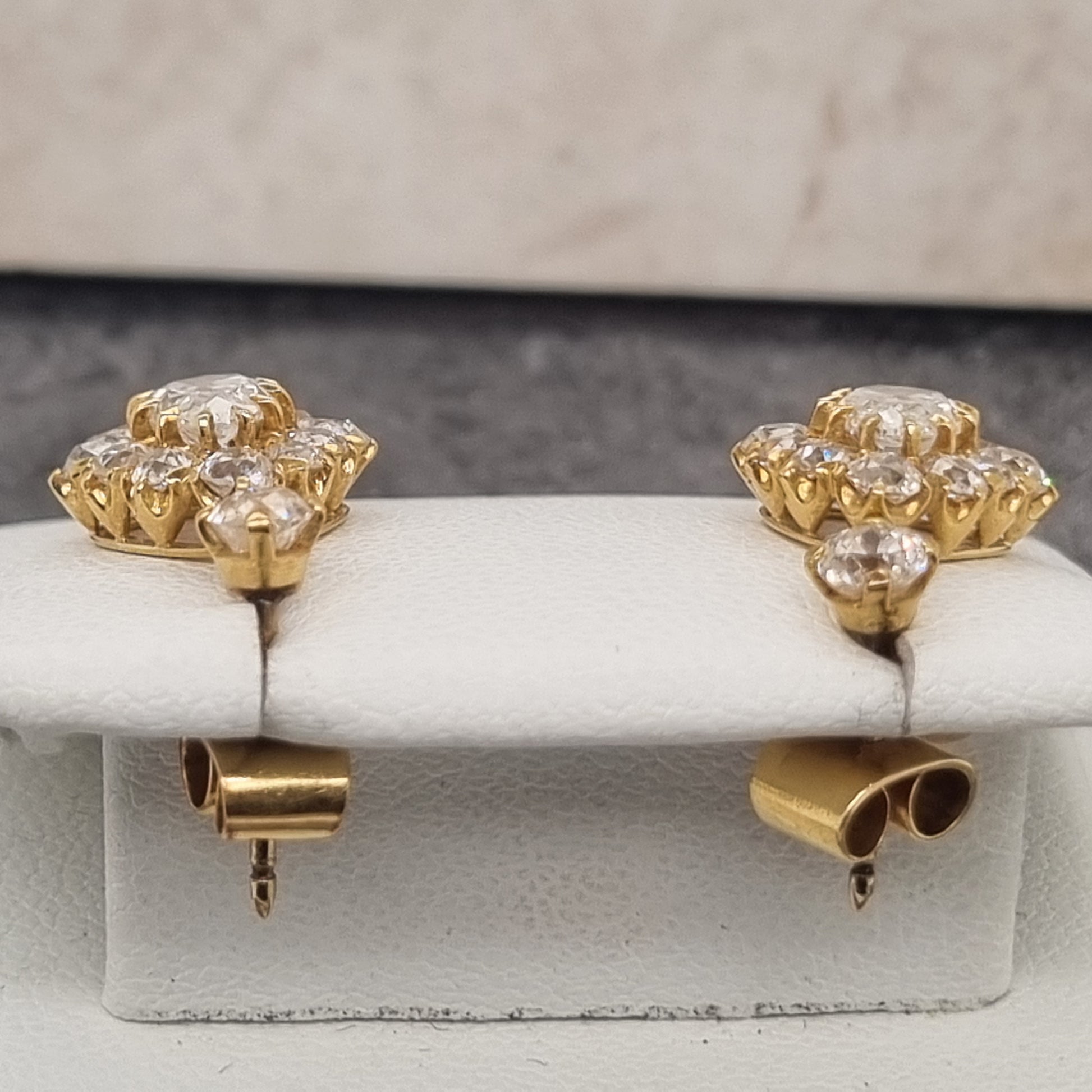 Victorian Antique 6.1ct Old Cut Diamond Pear Cluster Drop Earrings
