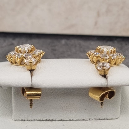 Victorian Antique 6.1ct Old Cut Diamond Pear Cluster Drop Earrings