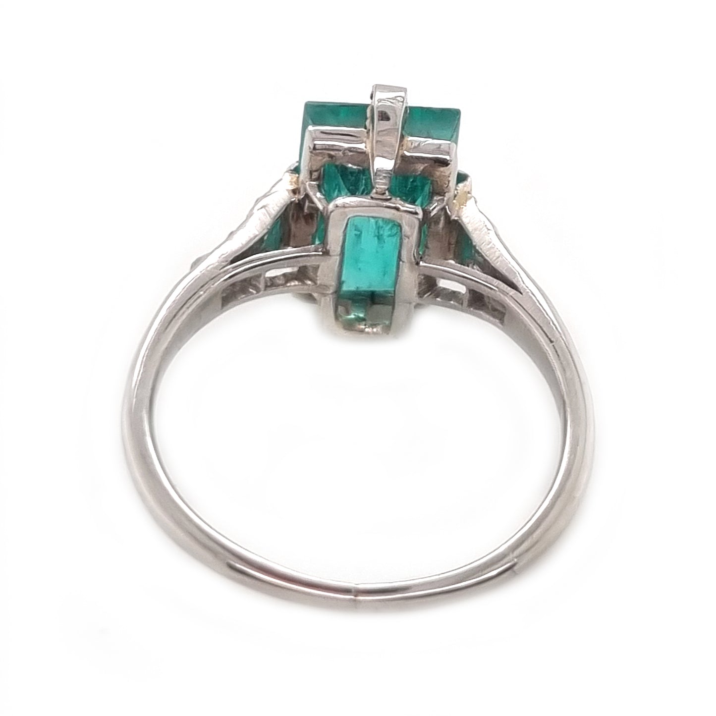 Art Deco 2.3ct Colombian Emerald Solitaire Engagement Ring, Diamond Shoulders, Platinum