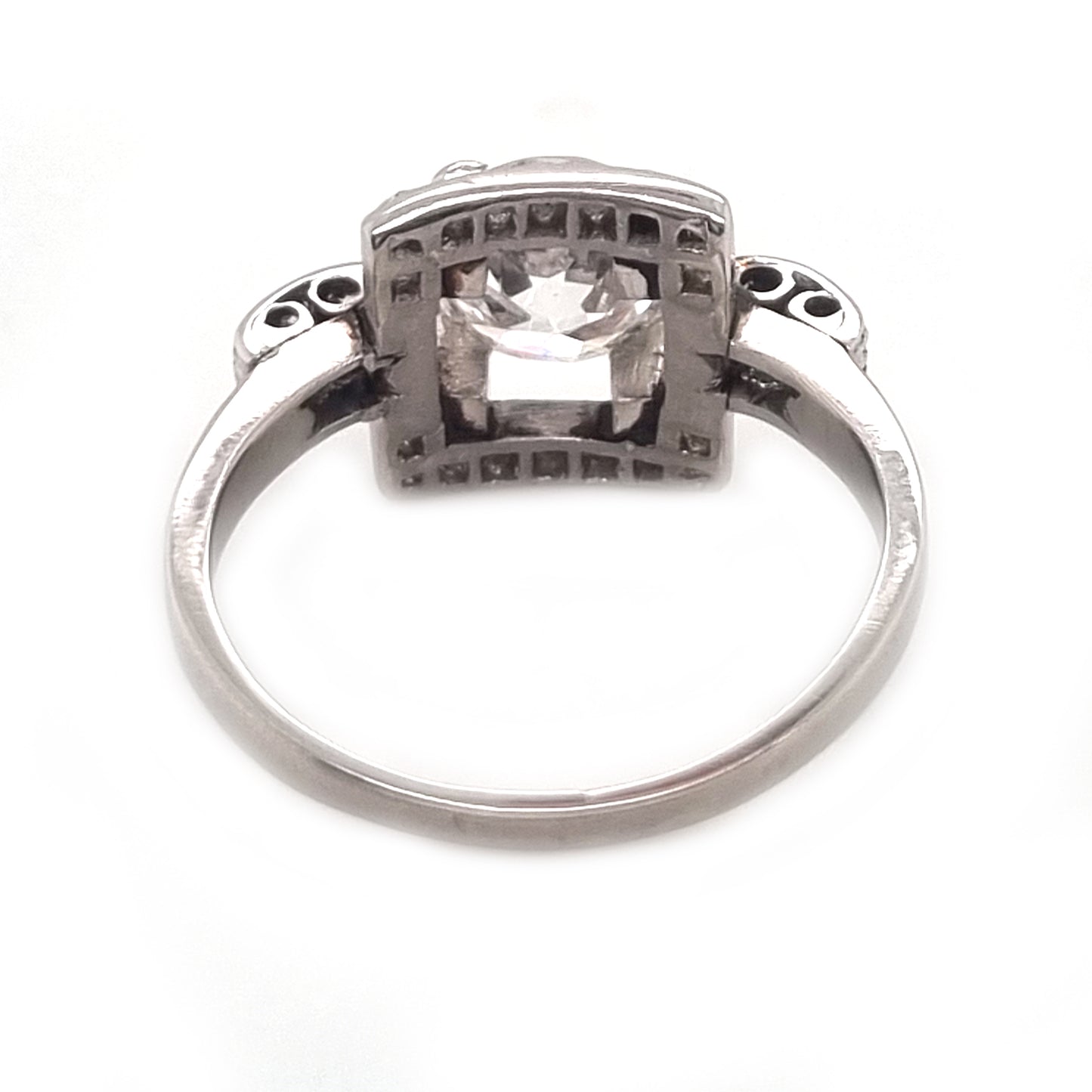 Art Deco 1.5ct Old Cut Diamond Square Cluster Engagement Ring