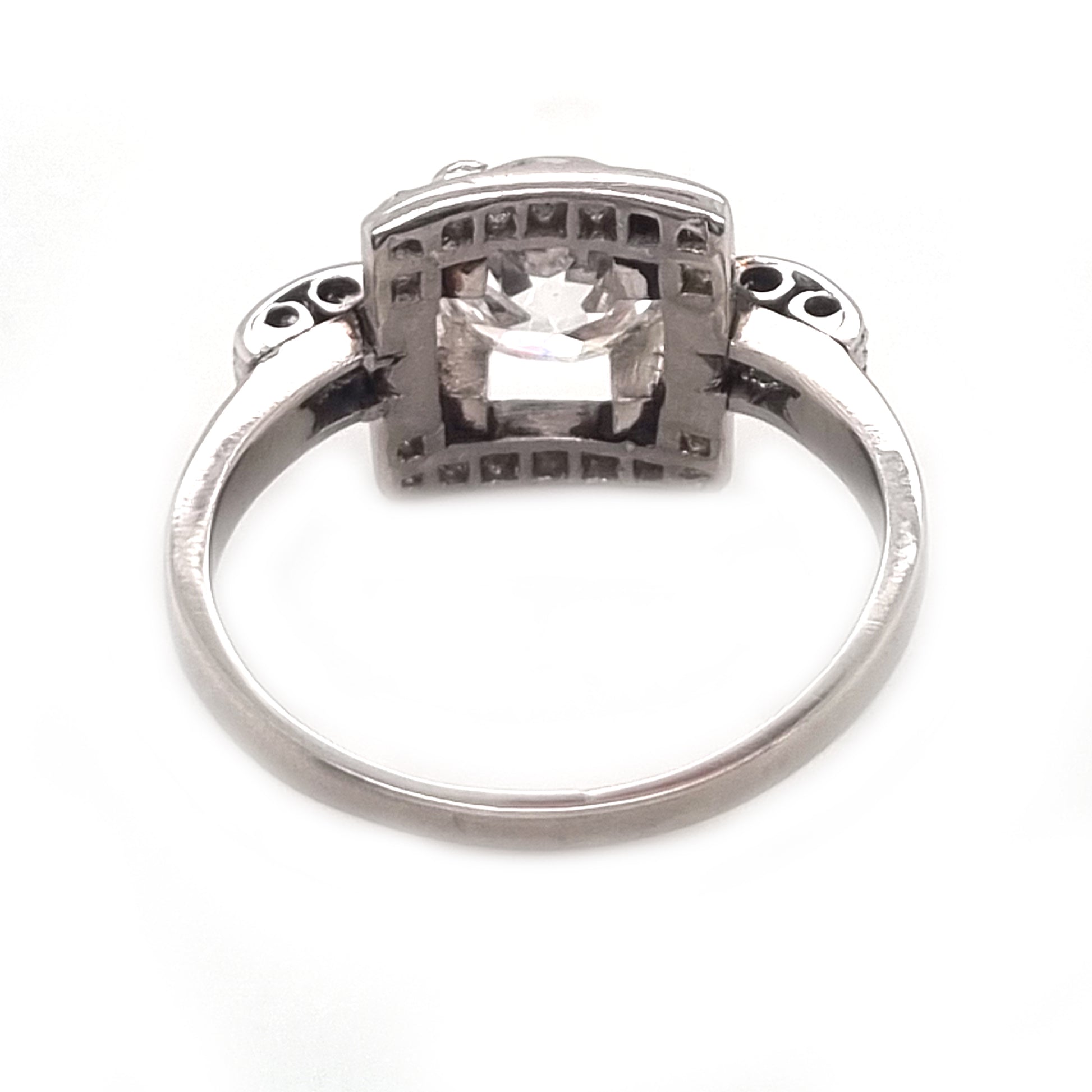 Art Deco 1.5ct Old Cut Diamond Square Cluster Engagement Ring