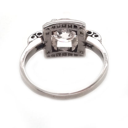 Art Deco 1.5ct Old Cut Diamond Square Cluster Engagement Ring