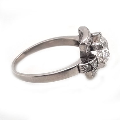 Art Deco 1.5ct Old Cut Diamond Square Cluster Engagement Ring