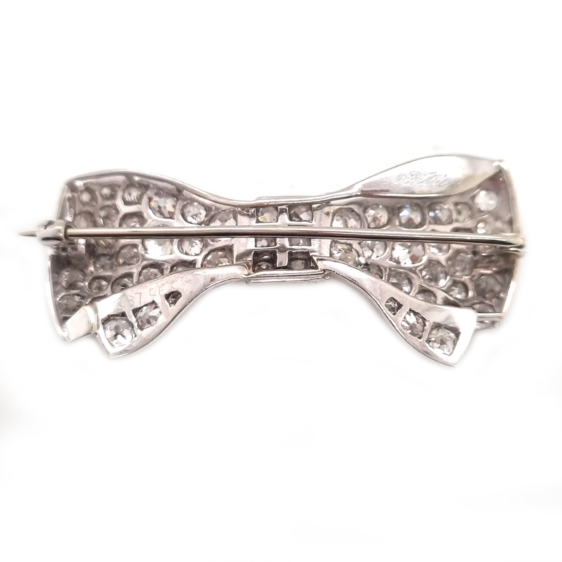 Antique 2.7ct Diamond Bow Brooch