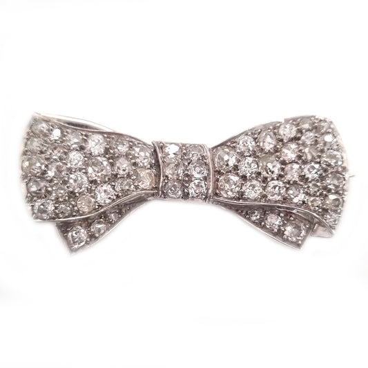 Antique 2.7ct Diamond Bow Brooch