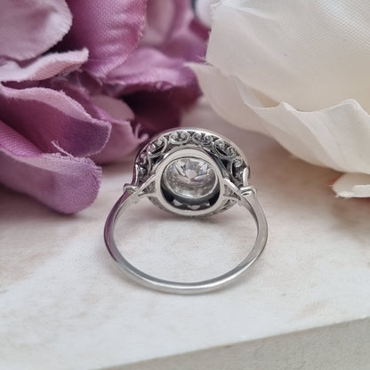 Art Deco 1ct Old Cut Diamond and Onyx Target Cluster Ring