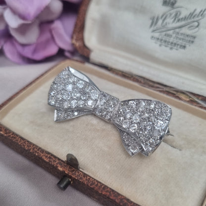 Antique 2.7ct Diamond Bow Brooch