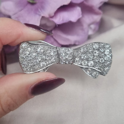 Antique 2.7ct Diamond Bow Brooch
