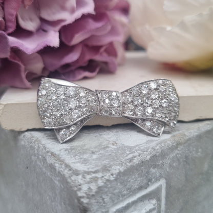 Antique 2.7ct Diamond Bow Brooch