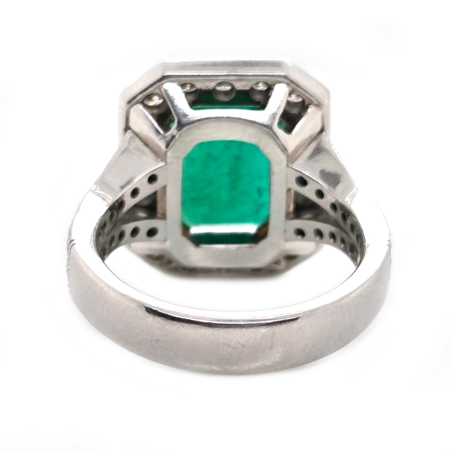 Vintage 3.50ct Colombian Emerald and Diamond Cluster Ring