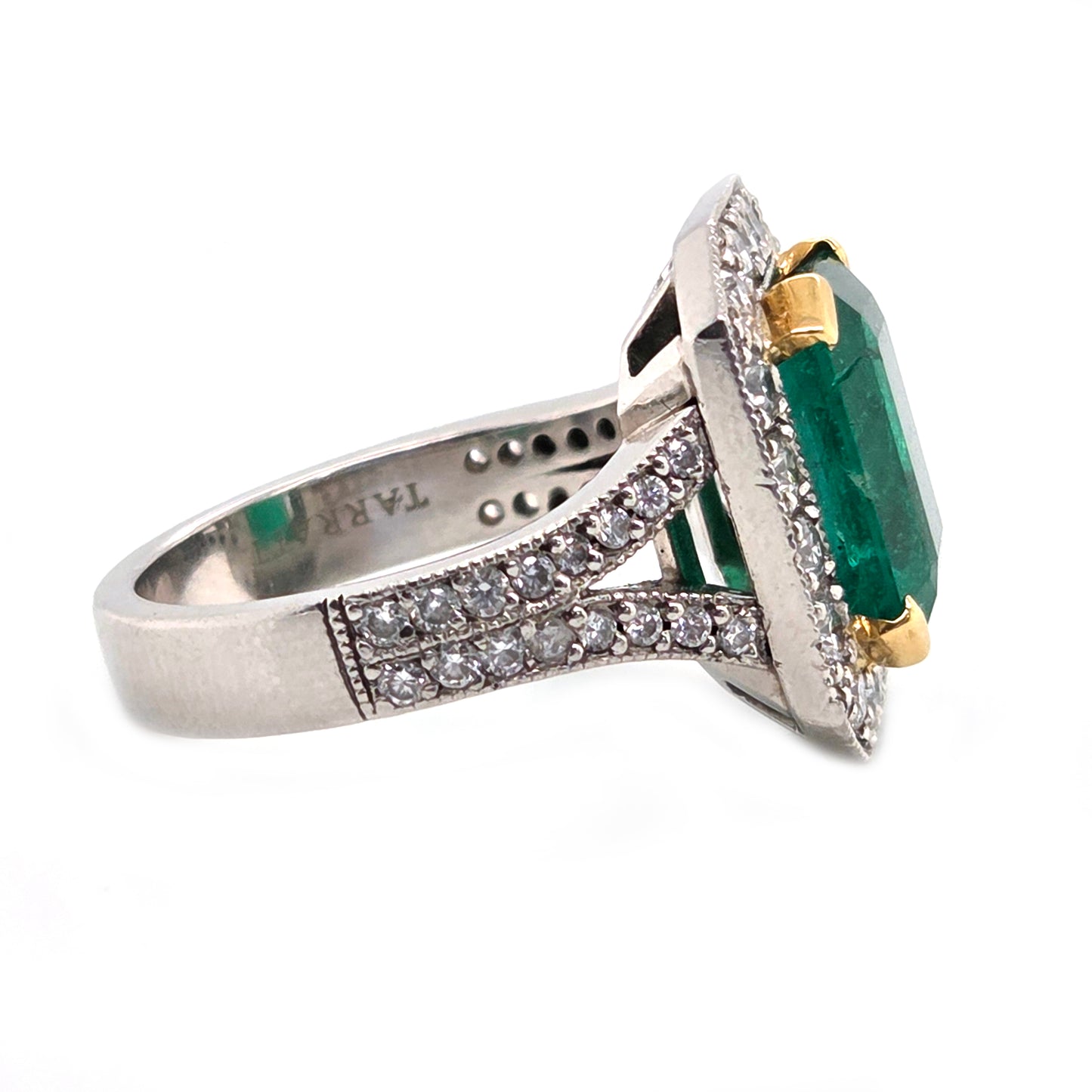 Vintage 3.50ct Colombian Emerald and Diamond Cluster Ring