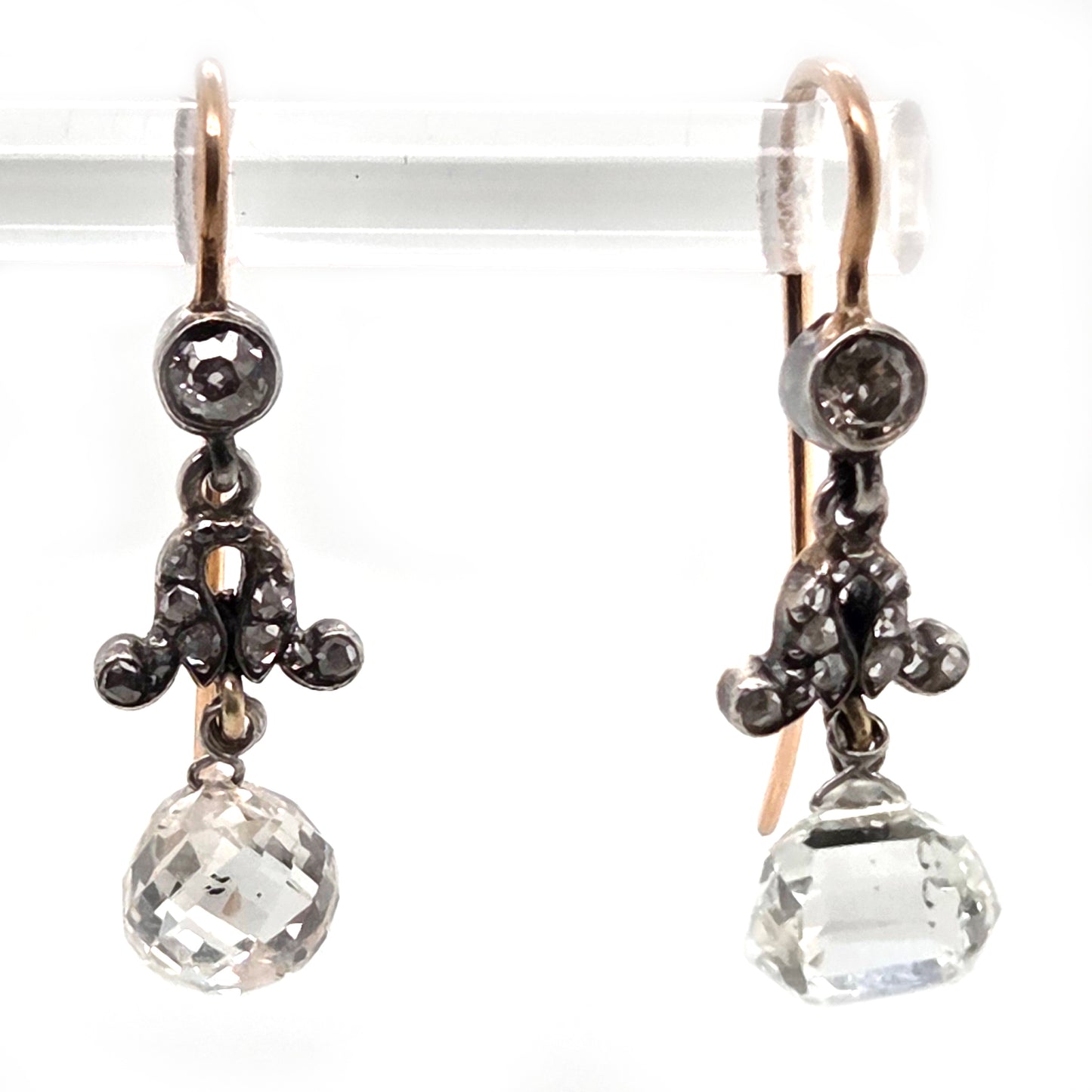 Antique Briolette Diamond Drop Earrings, 3.5cts
