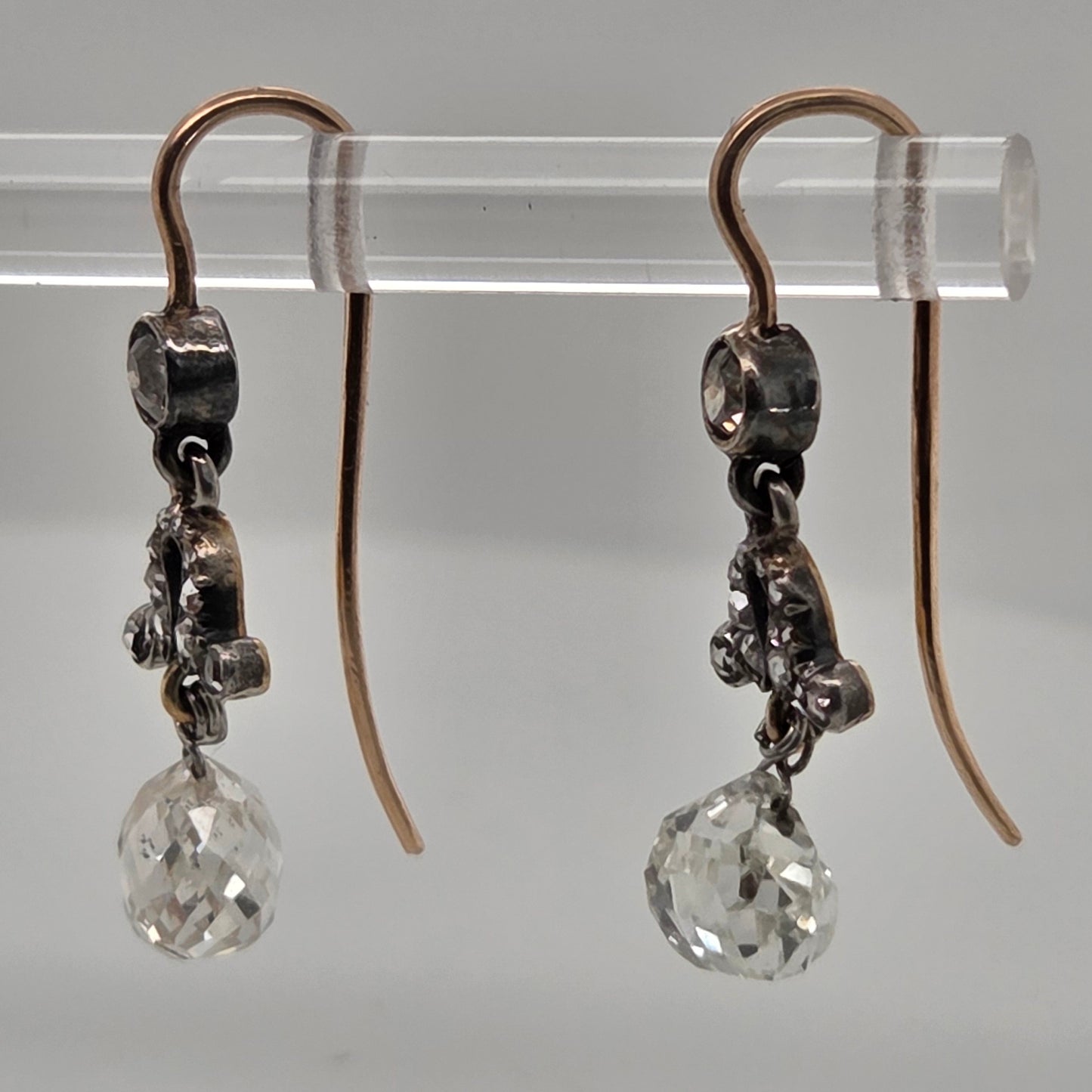 Antique Briolette Diamond Drop Earrings, 3.5cts