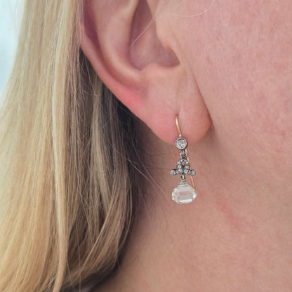Antique Briolette Diamond Drop Earrings, 3.5cts