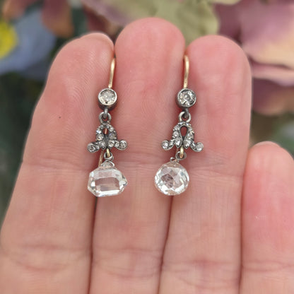 Antique Briolette Diamond Drop Earrings, 3.5cts