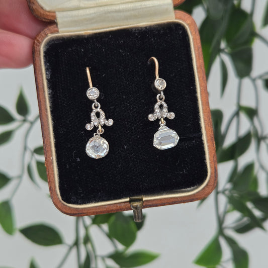 Antique Briolette Diamond Drop Earrings, 3.5cts