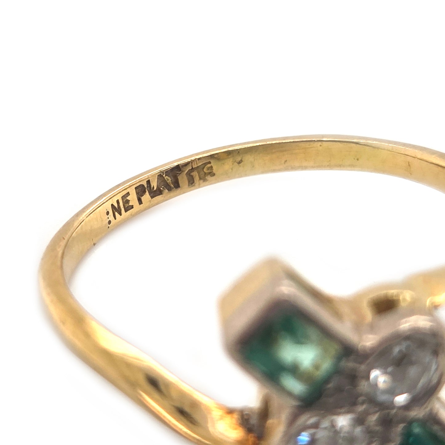 Edwardian Antique Emerald and Old Cut Diamond Toi et Moi Ring