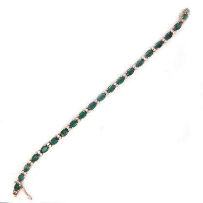 Vintage 6.3ct Emerald and Diamond Line Bracelet