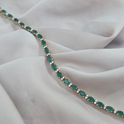 Vintage 6.3ct Emerald and Diamond Line Bracelet