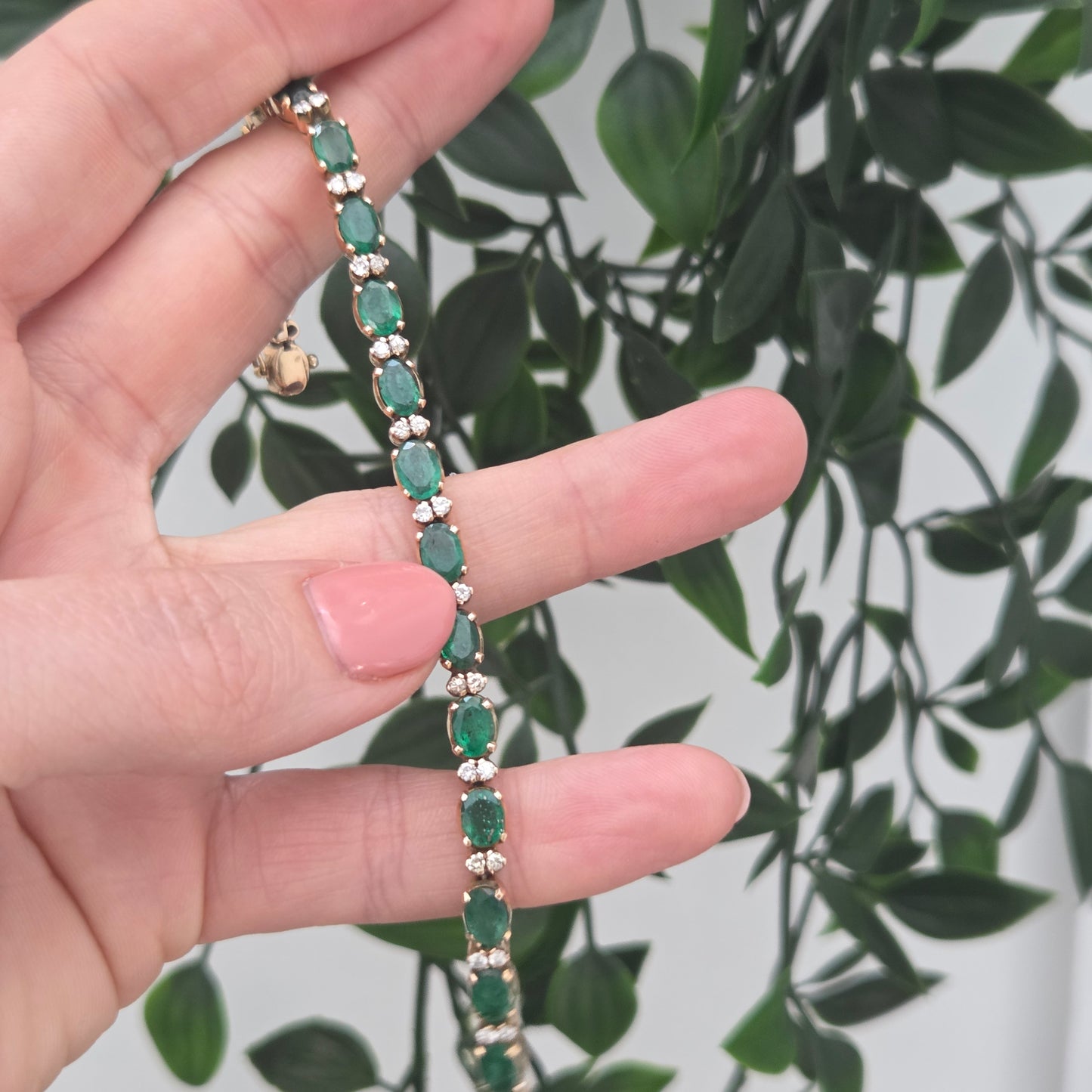 Vintage 6.3ct Emerald and Diamond Line Bracelet