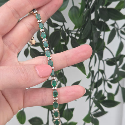 Vintage 6.3ct Emerald and Diamond Line Bracelet
