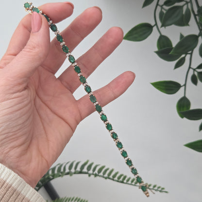 Vintage 6.3ct Emerald and Diamond Line Bracelet