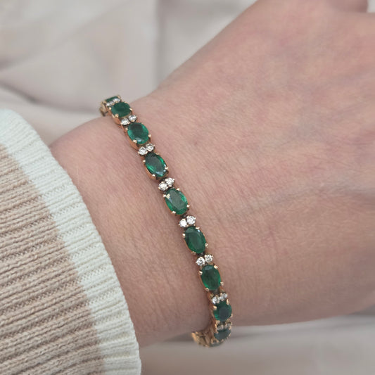 Vintage 6.3ct Emerald and Diamond Line Bracelet