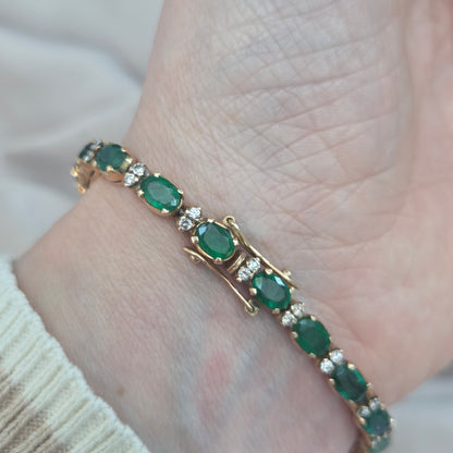 Vintage 6.3ct Emerald and Diamond Line Bracelet