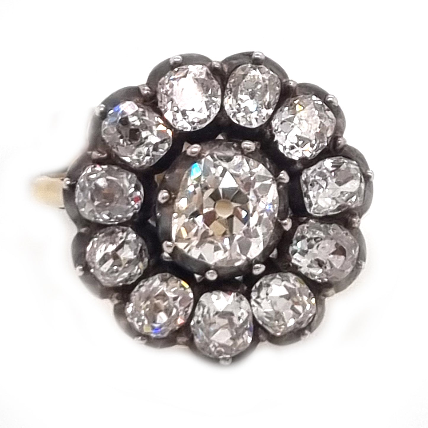 Antique 4.50ct Old Mine Cut Diamond Cluster Engagement Ring