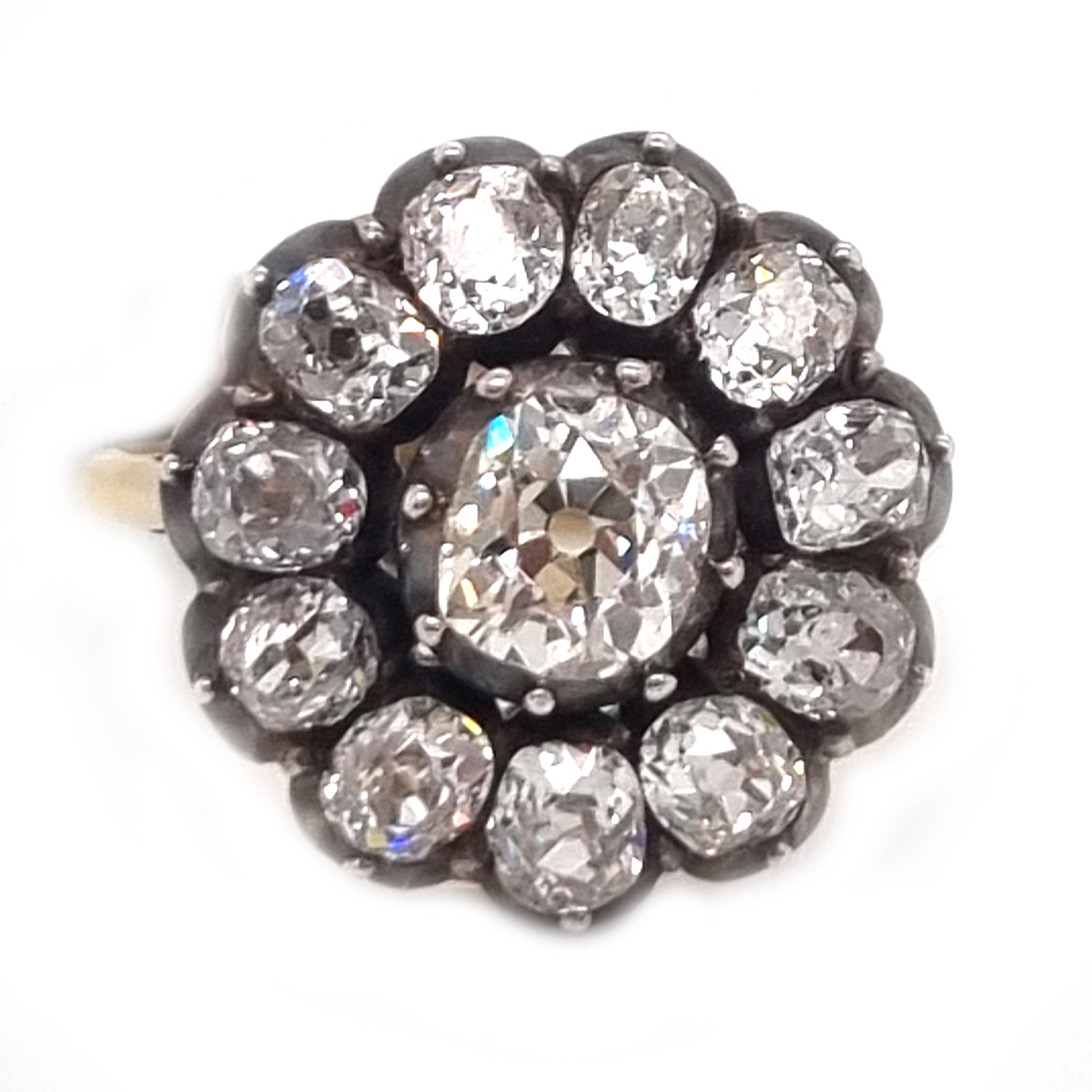Antique 4.50ct Old Mine Cut Diamond Cluster Engagement Ring