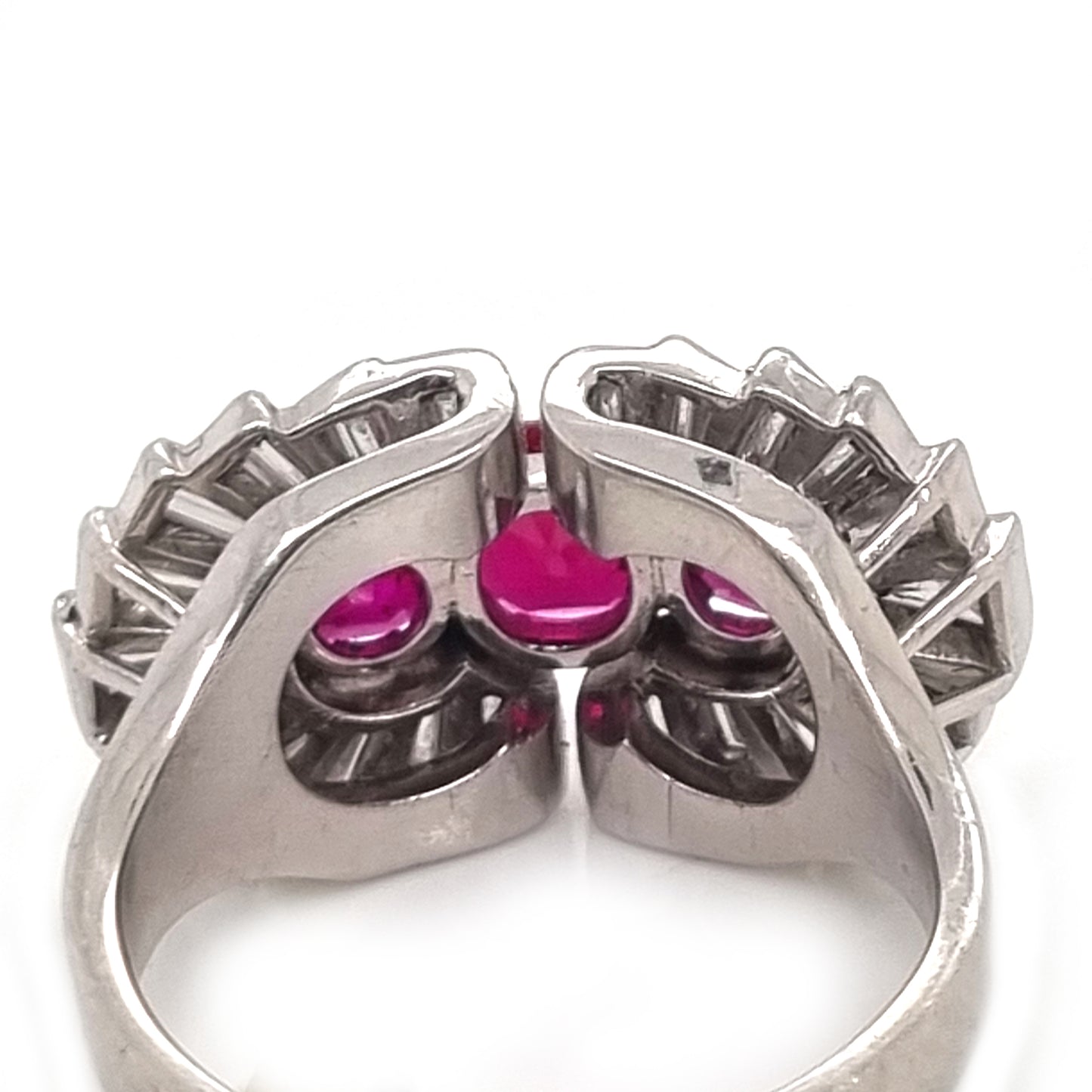 Vintage 1940s Ruby and Baguette Diamond Cocktail Ring