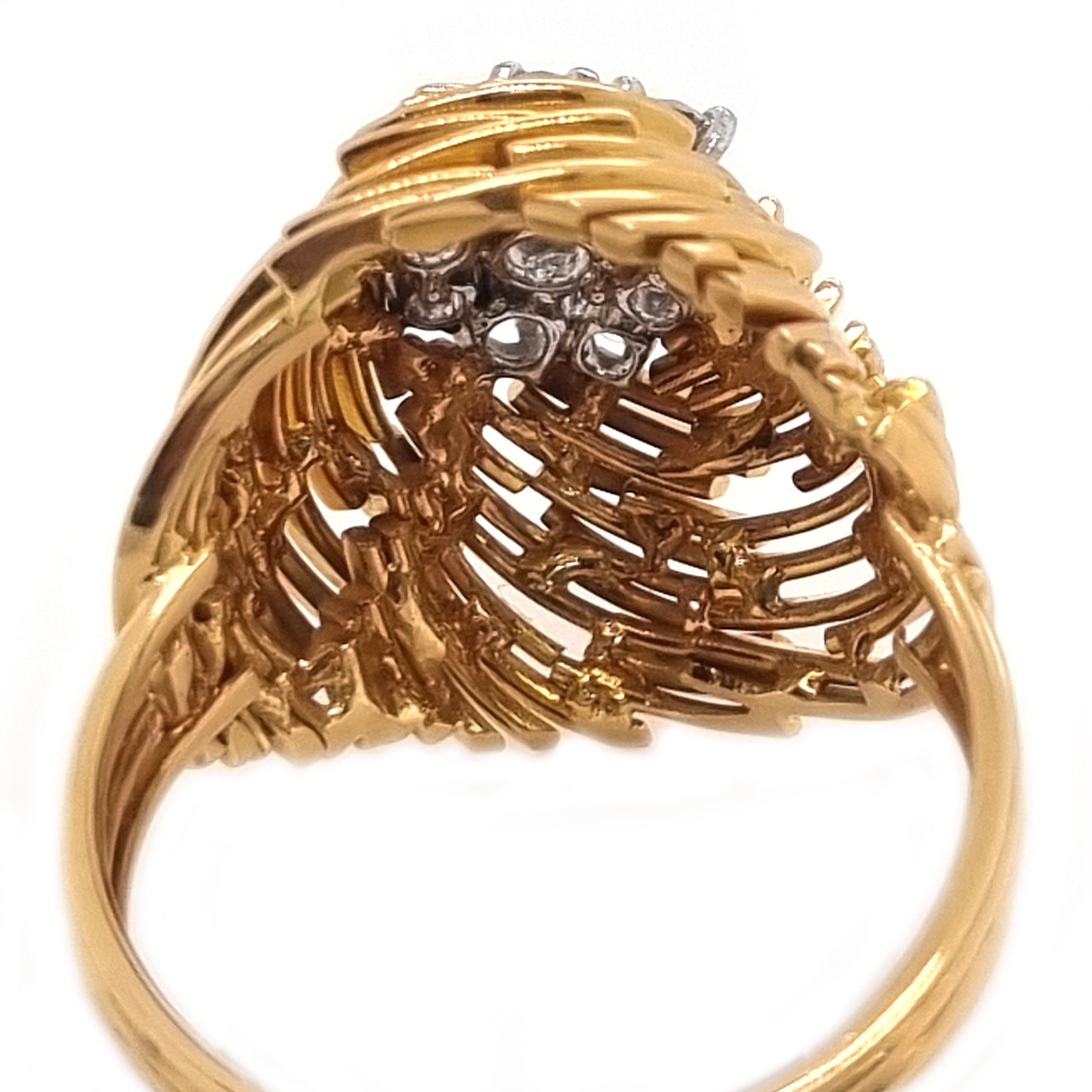 Vintage Diamond and 18ct Yellow Gold Bombe Cocktail Ring