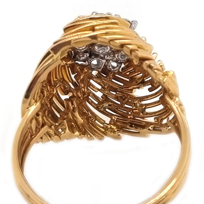 Vintage Diamond and 18ct Yellow Gold Bombe Cocktail Ring