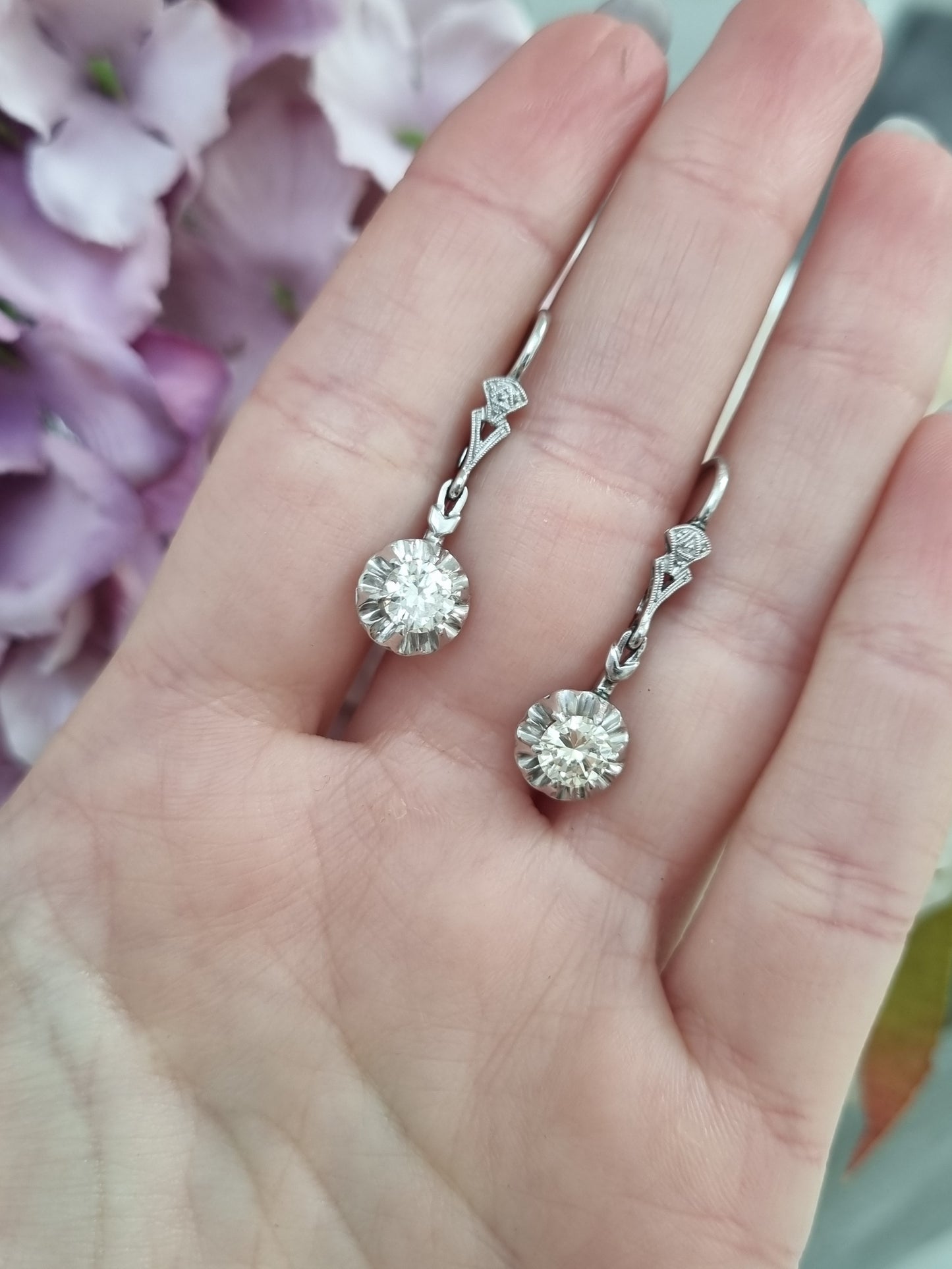 Art Deco Diamond Drop Earrings circa 1925. 1.20cts