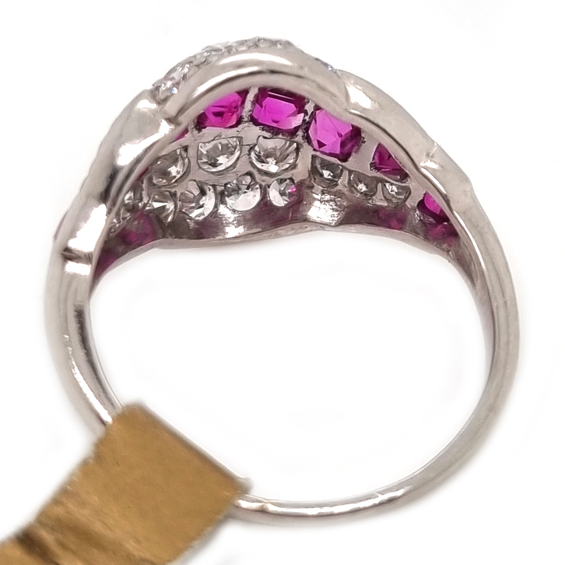 Art Deco Burma Ruby and Diamond Cluster Dress Ring